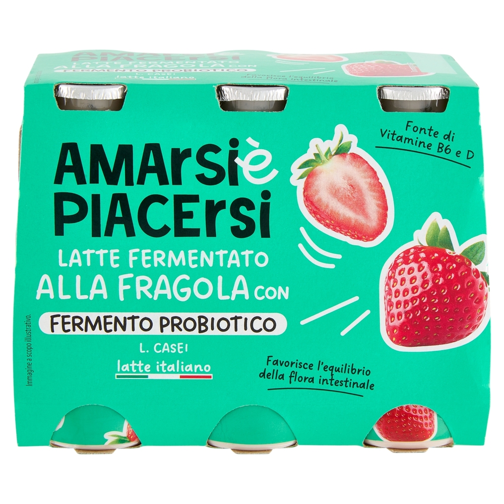 Amarsi è Piacersi Latte Fermentato alla Fragola con Fermento Probiotico 6 x 100 g